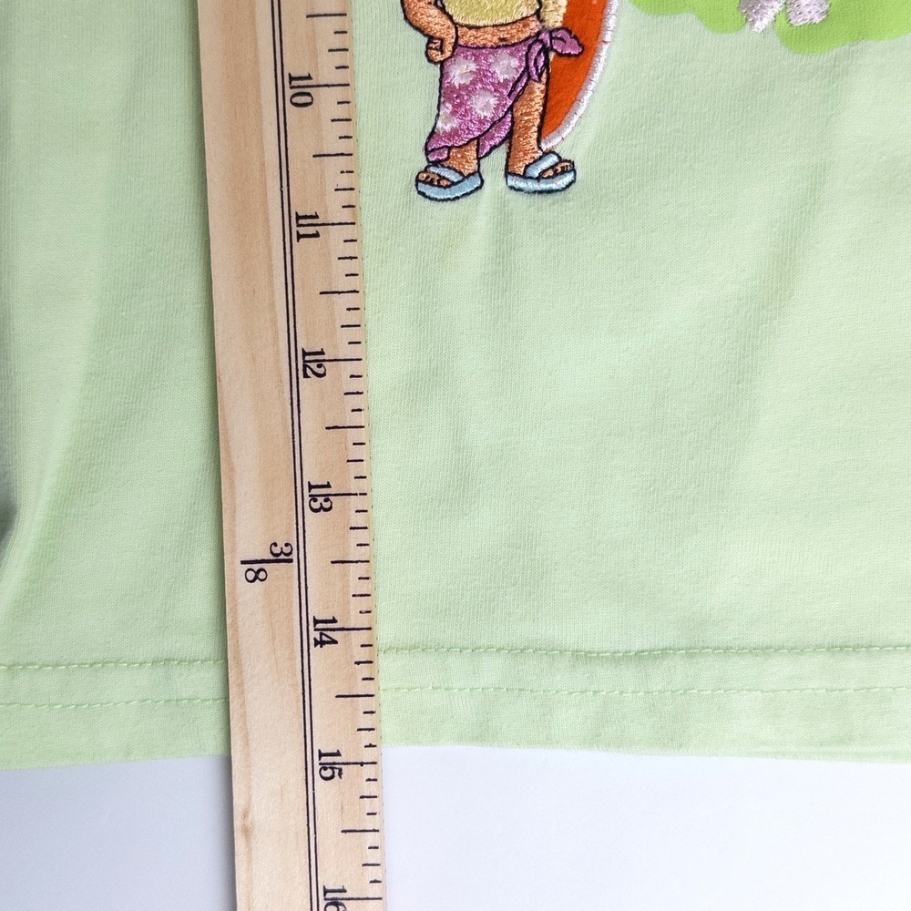 Vintage Nick Jr Dora the Explorer Surfing Green Floral Mesh Sleeve Kids Shirt 5T - Picture 7 of 8